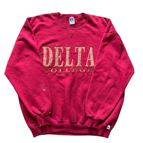 Vtg Russell Athletic Embroidered Delta College Crew Neck Sweater Sz XXL - Picture 1 of 10
